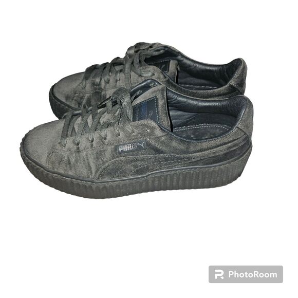 Puma By Rihanan X Fenty Velvet Creepers Platform Grey 364466 03 Womens Size 8.5 - Picture 1 of 4